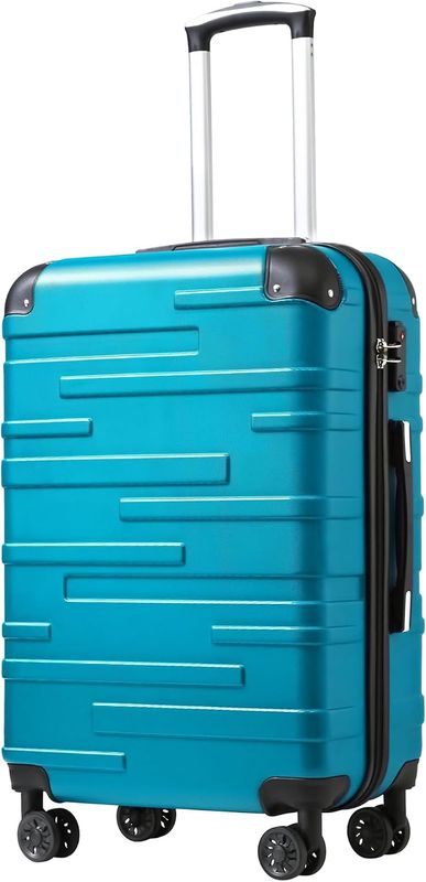 Coolife Hardside Checked Luggage with TSA Lock, Spinner Wheels, Telescopic