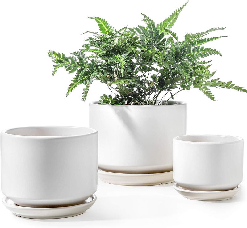 LE TAUCI Ceramic Pots for Plants, 4.3+5.3+6.8 Inch Plant Pots, Indoor Planters