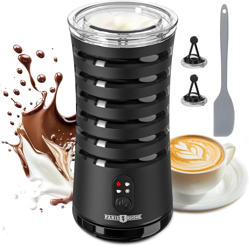 Electric Milk Frother, Paris Rhône 4-in-1 Milk Steamer and Frother, Hot & Cold