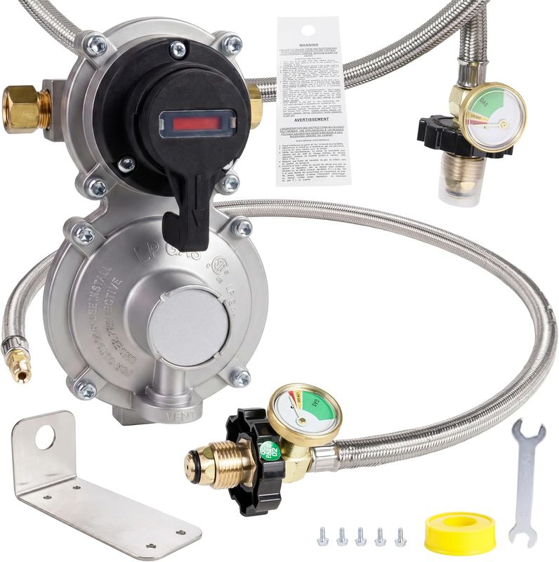BlueStars 2-Stage Automatic Changeover LP Propane Gas Regulator with 36 inch Pigtail