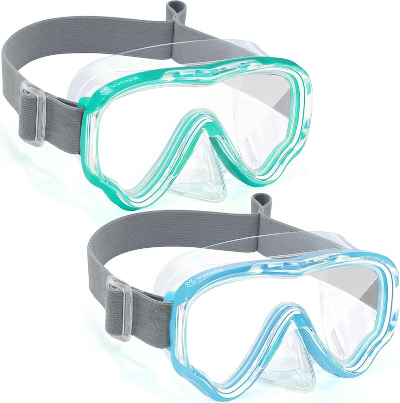 Vvinca Swim-Goggles with Nose Cover, 2 Packs Elastic Fabric Strap Snorkel Swim