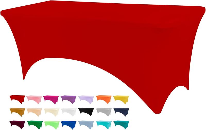 BDDC 8ft Stretch Spandex Fitted Table Cloth for 8 Foot Tables | GRS-Certified
