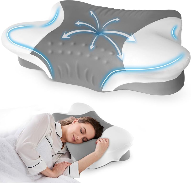 Cervical Pillow for Neck Pain,Cooling Butterfly Pillow for Side Sleepers