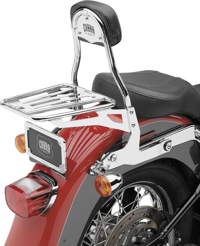 Cobra 602-2001 - Chrome Detachable Backrest for Harley Davidson's