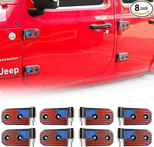 RERPRO Aluminum Door Hinge Kit Compatible with Jeep, 8 Set, Red OPEN BOX