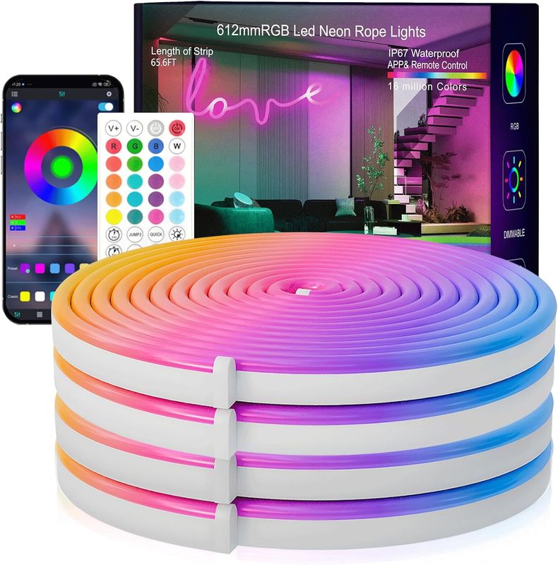 SILFU Neon 65.6' RGB LED Strip Lights, 1 WORKS/NO REMOTE