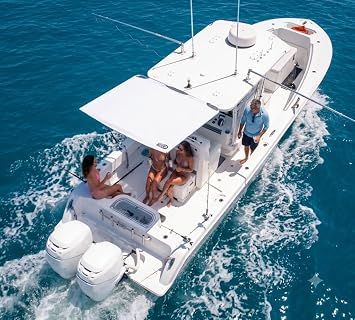 Dev Fishing 6.5'x5.5' White SS100 Single Rod Stern Boat Center Console Sun Shade
