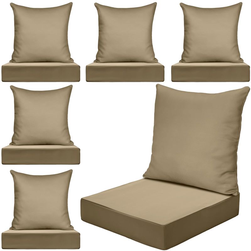 Hoteam 6 Set, 20 inchx20 inch Outdoor Chair Cushion Set, Khaki