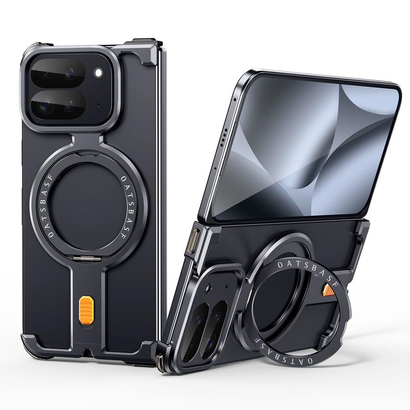 Bumper Case for Google Pixel 10 Pro Fold Aluminum Shockproof with Kickstand Blac
