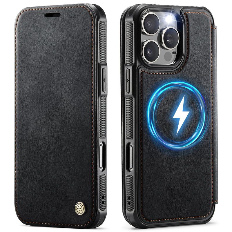 Slim Wallet Case for iPhone 16 Pro Max Wireless Charging Black