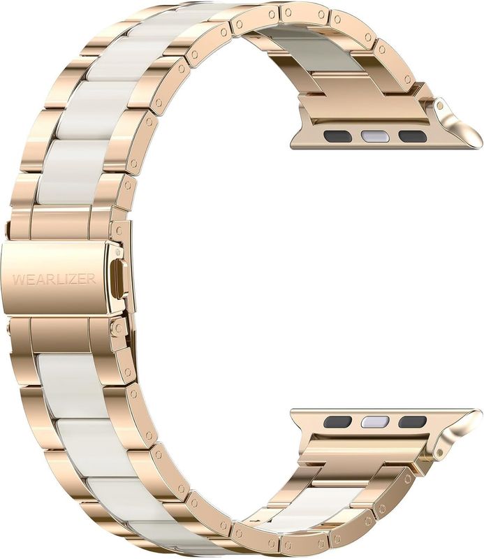 Replacement Stainless Steel & Resin Band for Apple Watch 38-42mm Rose Gold + Sta