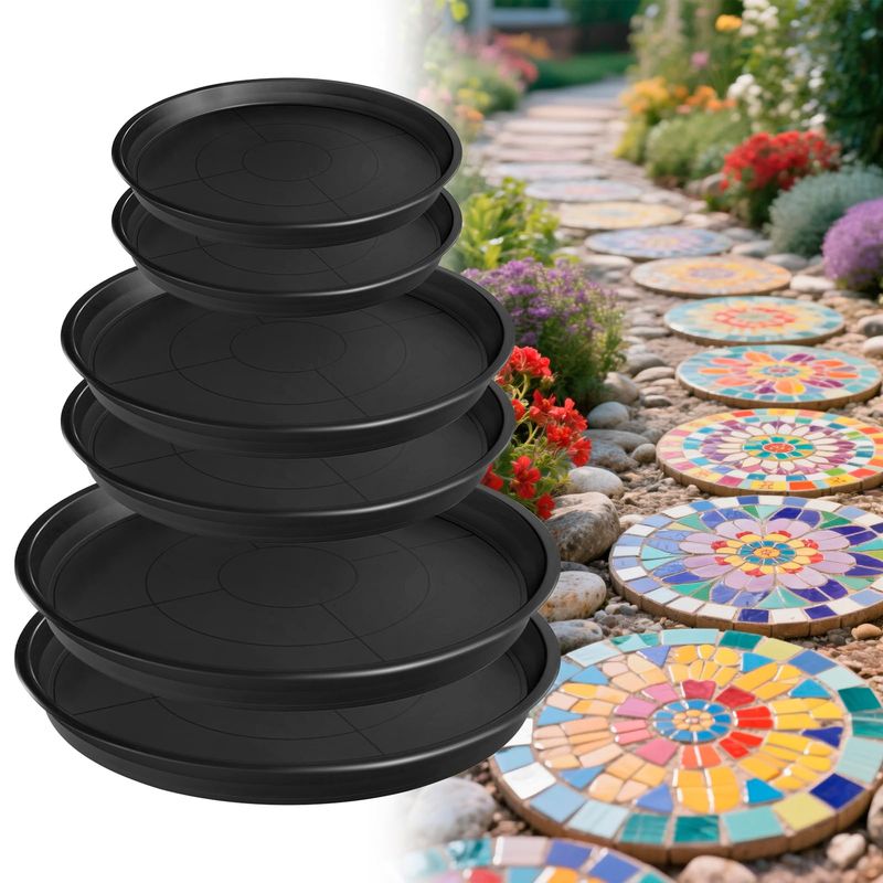 Round Concrete Stepping Stone Molds 6 Pcs - Sizes 10.2 inch 11 inch 12.6 inch Reusable