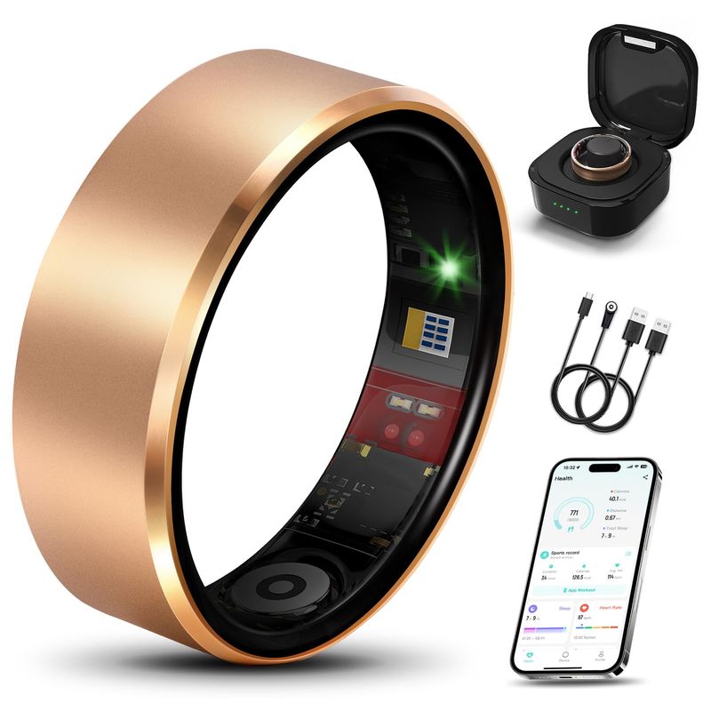 Milavan Smart Ring 2.0 Fitness Tracker Waterproof Rose Gold for Women Men