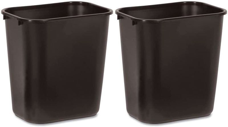 Rubbermaid Commercial Deskside Plastic Wastebasket, Rectangular 7 gal, 2 Pk