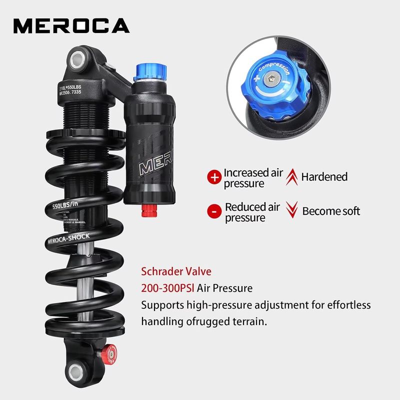 MEROCA Air Spring Coil Over Shock Absorber Mountain Bike 240mm 550lbs