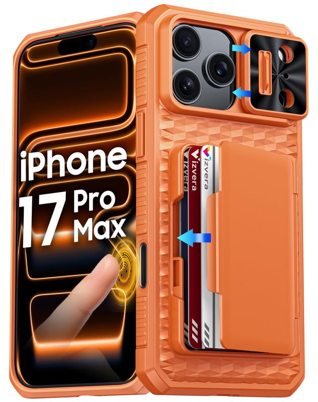 iPhone 17 Pro Max Case Wallet Vizvera Shockproof Silicone with Card Holder Sprit