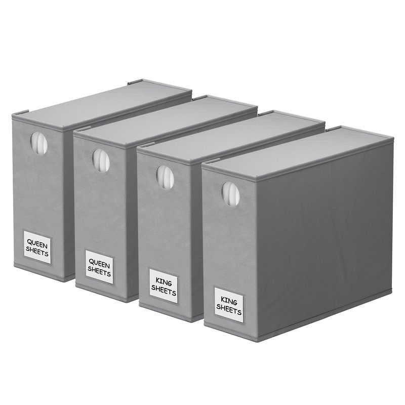 4x SpaceAid Bed Sheet Organizers for Queen & King Size with Window Gray