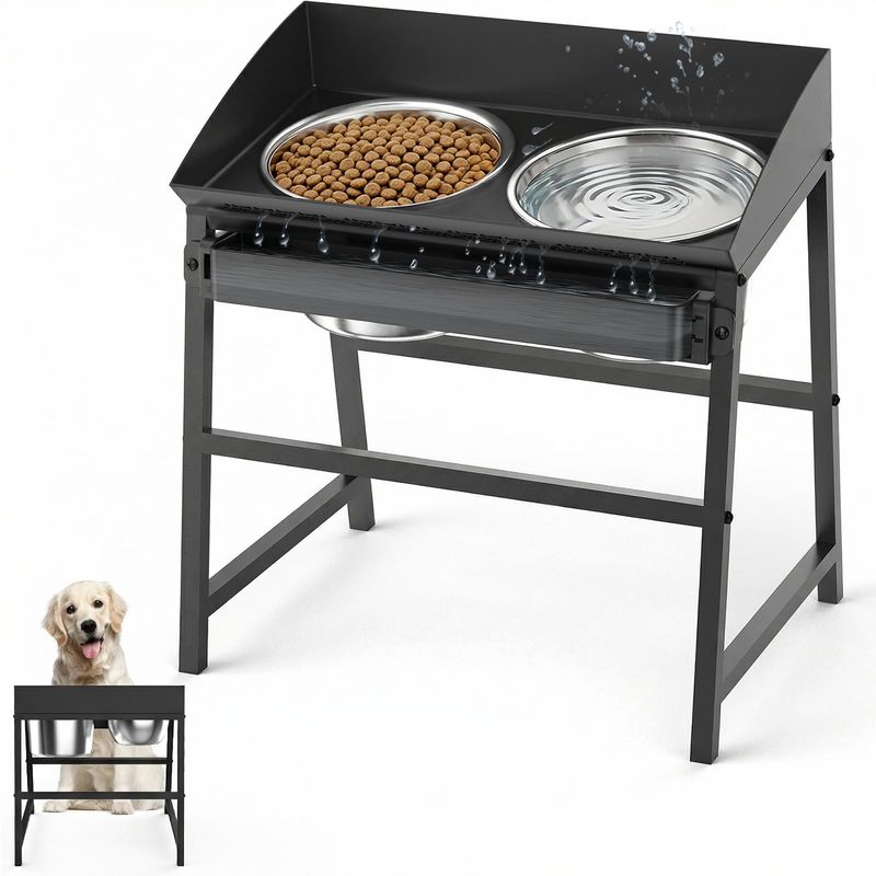 Elevated Dog Bowls for Large Dogs Bobbie & Laxi 15-inch Tall Stainless Steel