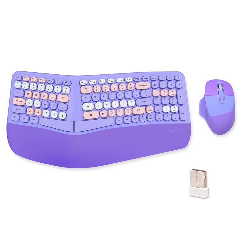 Wireless Ergonomic Keyboard and Mouse Combo with Wrist Rest Split Design
