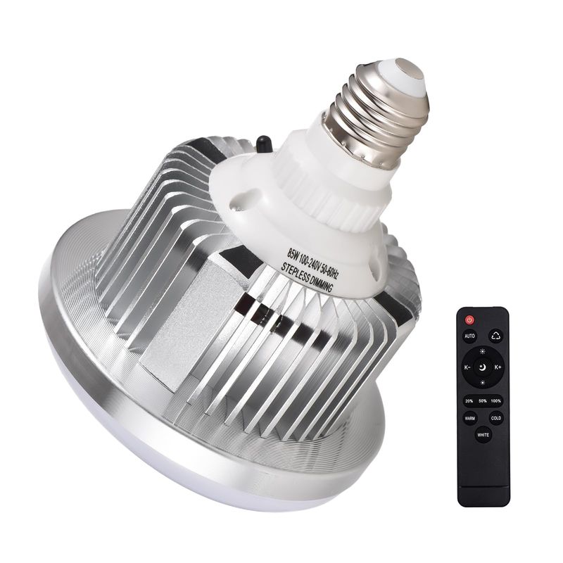 85W Adjustable LED Light Bulb 3200K-5500K with Remote Control E27 Mount 1x