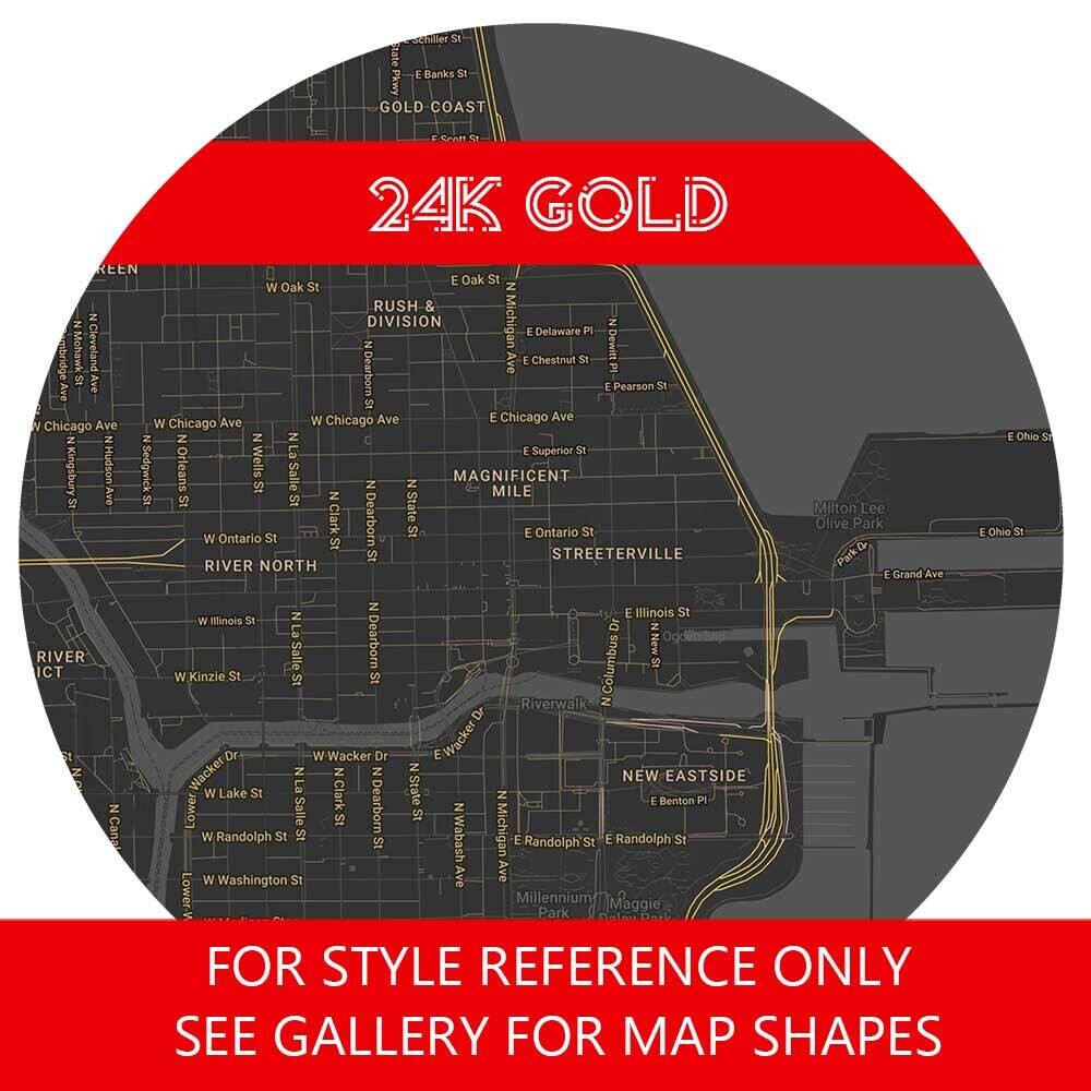 Print your place. Map your memories. Customize to your decor! Print your place. Map your memories. Customize to your decor!, Map Style: 24K Gold
