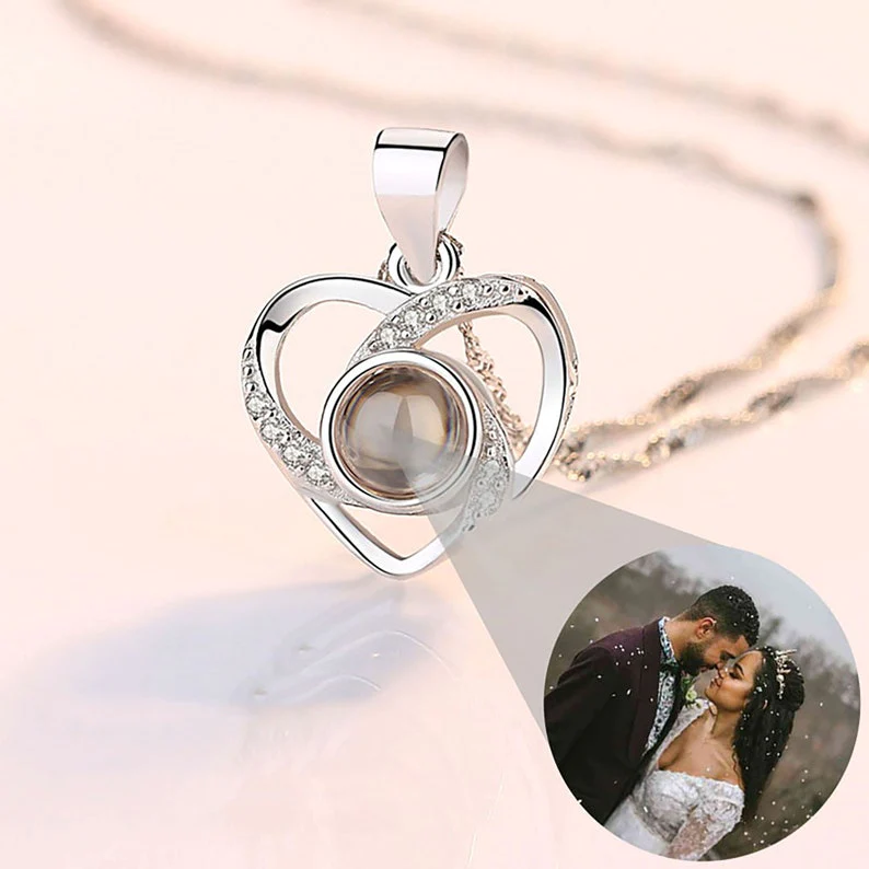 Heart Swirl Photo Projection Pendant Necklace Heart Swirl Photo Projection Pendant Necklace