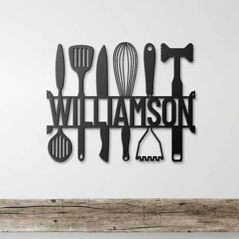 Personalized kitchen Utensils Family Name Sign Personalized kitchen Utensils Family Name Sign