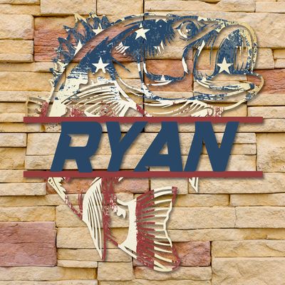 Personalized Bass Fisherman Steel Name Sign - Flag Personalized Bass Fisherman Steel Name Sign - Flag