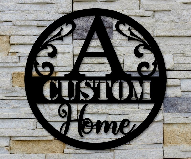 Custom Initial/Name Metal Sign with Flourish (4 styles) Custom Initial/Name Metal Sign with Flourish (4 styles)