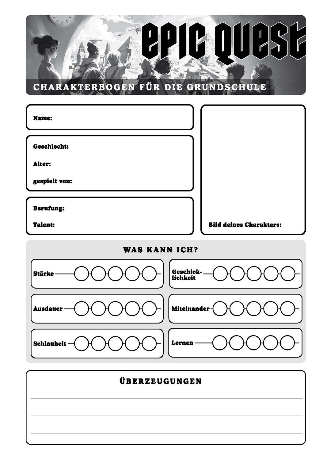 Basis Charakterbogen einfach (digital)