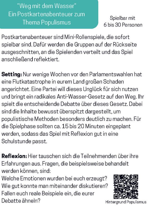 Postkartenspiel zum Thema Populismus