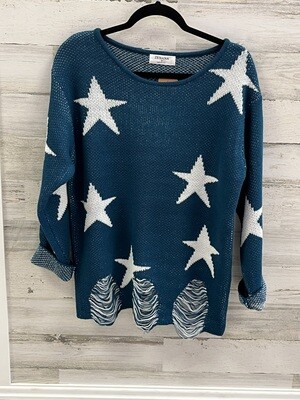 Distressed Star Sweater