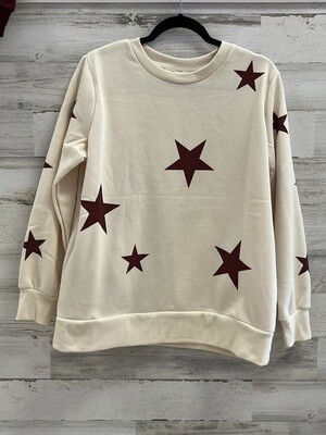 Cream/Burgundy Star Sweat Shirt