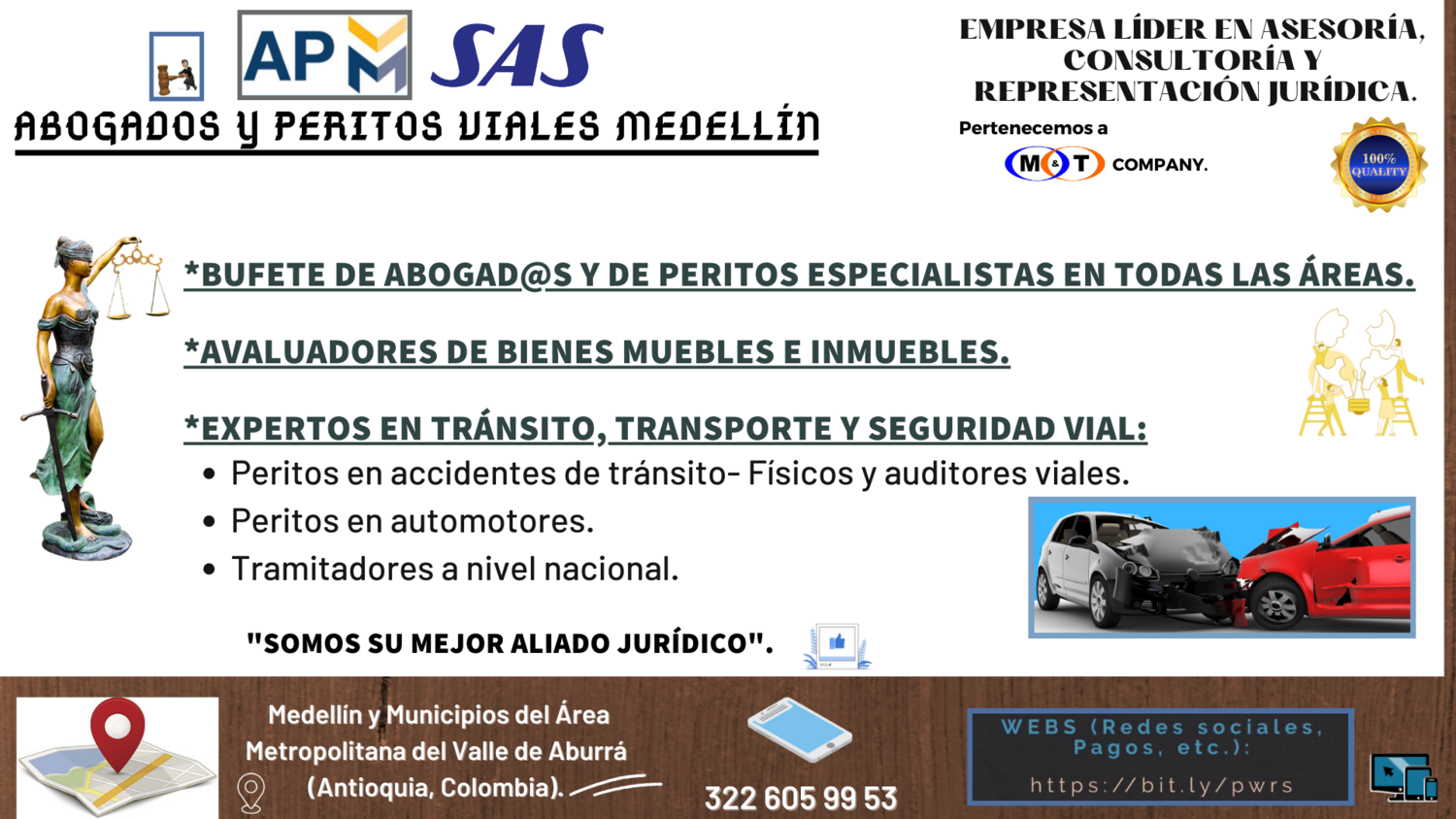 1. PORTAFOLIO DE SERVICIOS DE &quot;APVM&quot; ABOGADOS Y PERITOS VIALES MEDELLÍN S.A.S.: