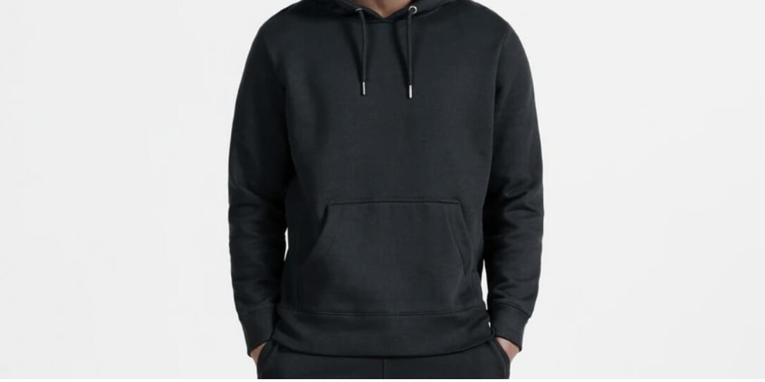 100% Pima Cotton Hoodies Sweat Top for Men and Women with Front Pockets in Black. Fleece lined.