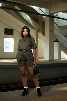 Sinner angel short sleeve crop top and shorts