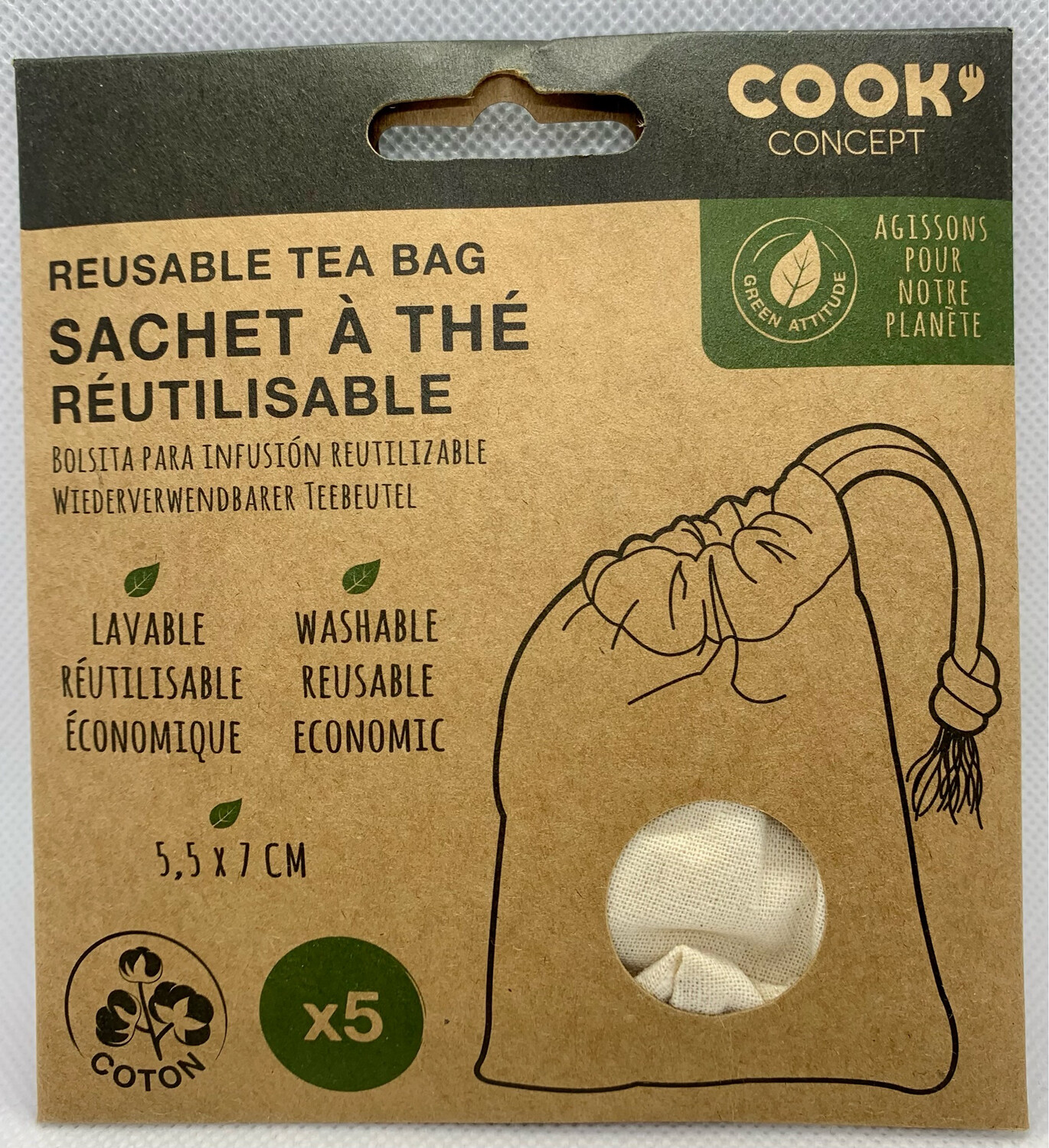 Sachet à thé réutilisable