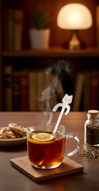 Cuillère à thé en forme de chat