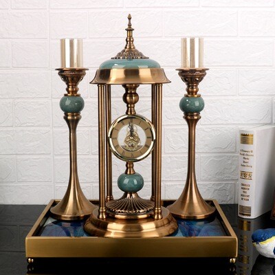 ROYAL LUXURIOUS  ANTIQUE CLOCK &amp; CANDLE HOLDER