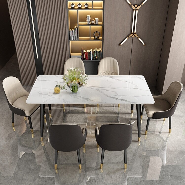 GIAFRANCO LUXURIOUS MARBLE DINING TABLE AND 6 CHAIRS.