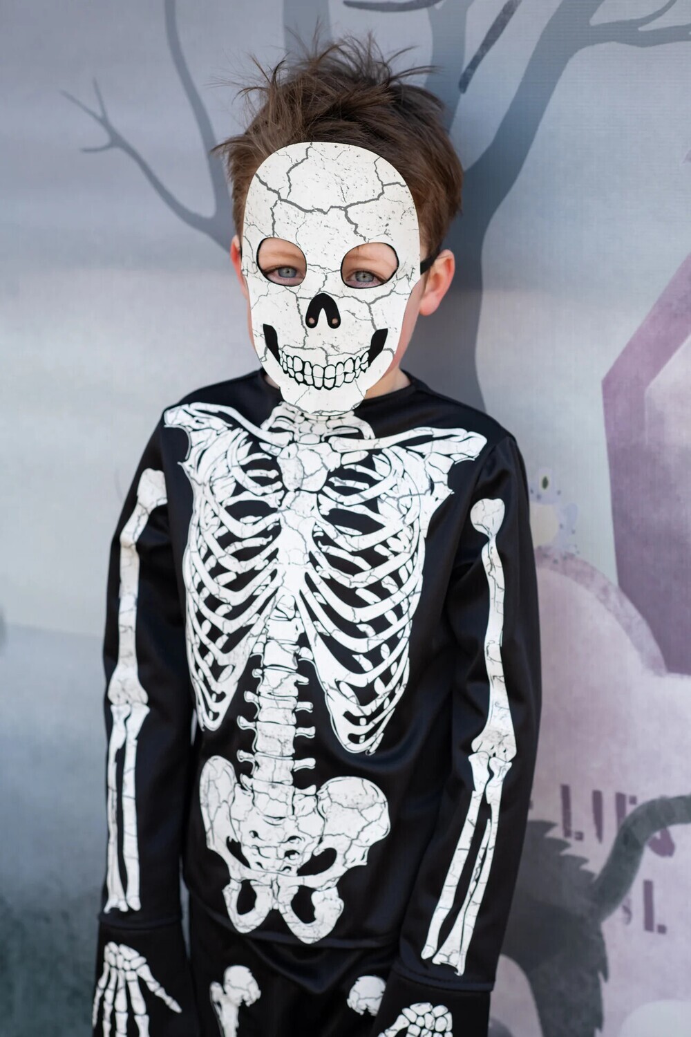 Glow In The Dark Skeleton Set w/ Mask, Size: 3/4
