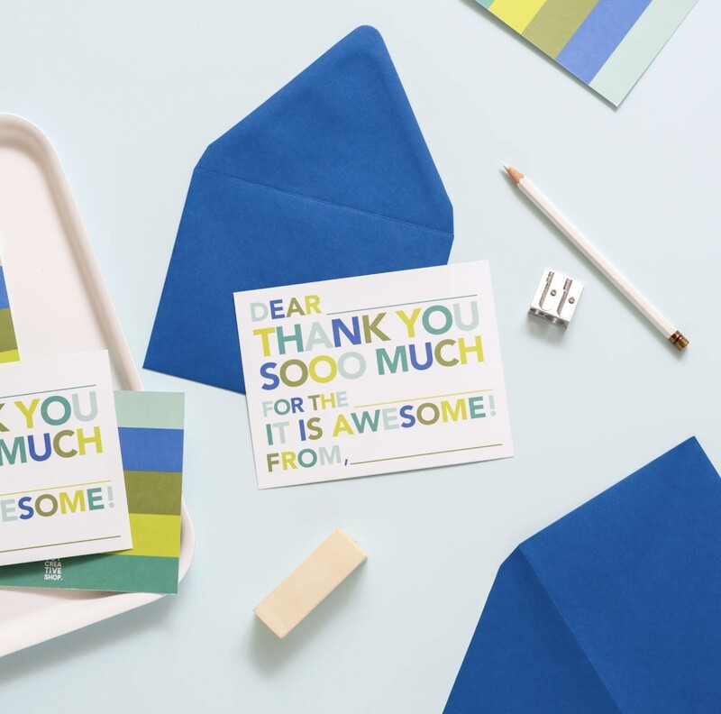 Kid&#39;s Fill In Thank You Note Blue