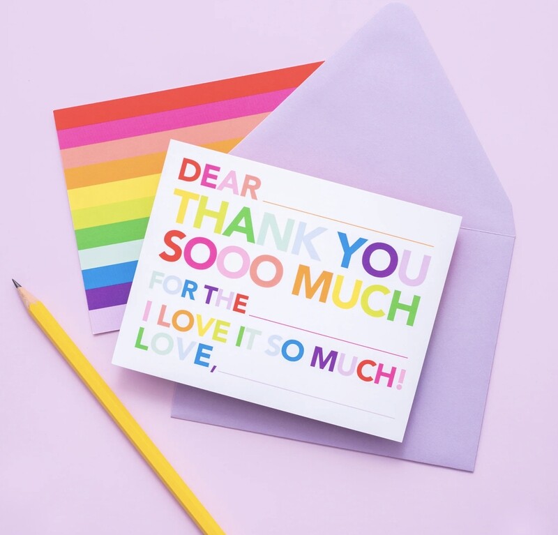 Kid&#39;s Fill In Thank You Note Rainbow