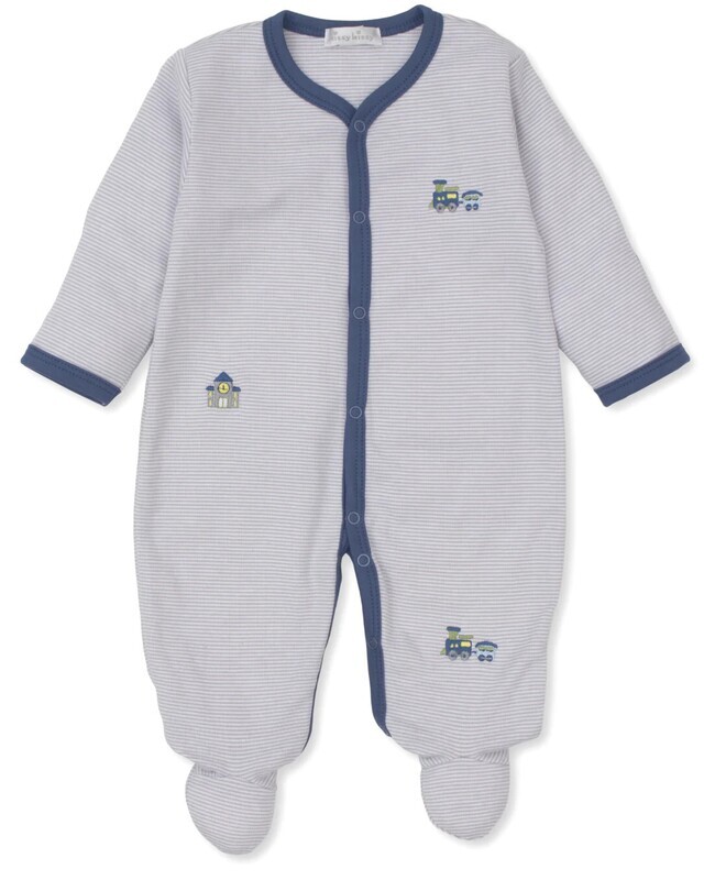 Train Depot Footie Grey Stripe