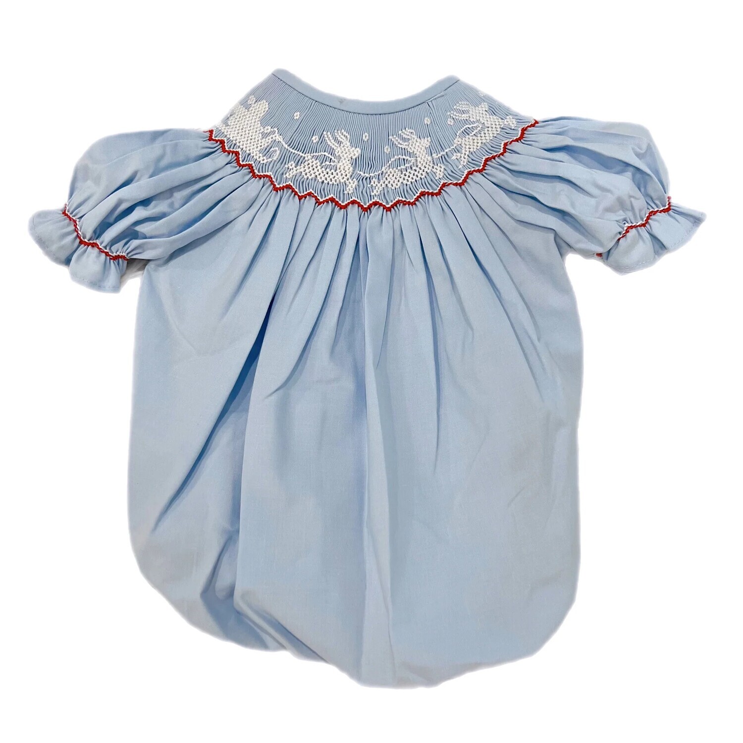 Blue Santa Sleigh Smocked Bubble