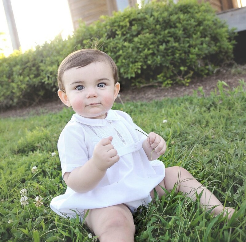 23961 Lace and Pintucks Romper