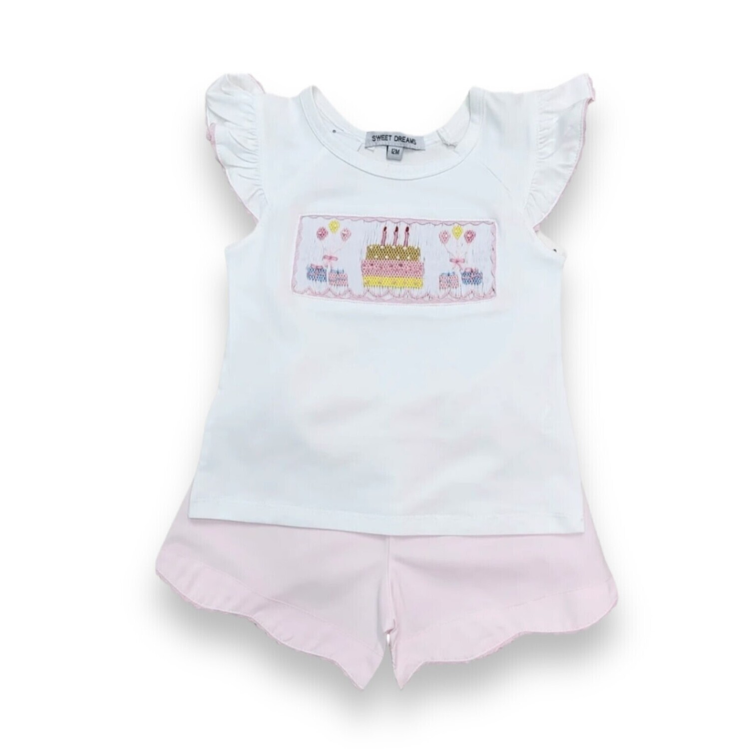 Smocked Girls Birthday Short Set