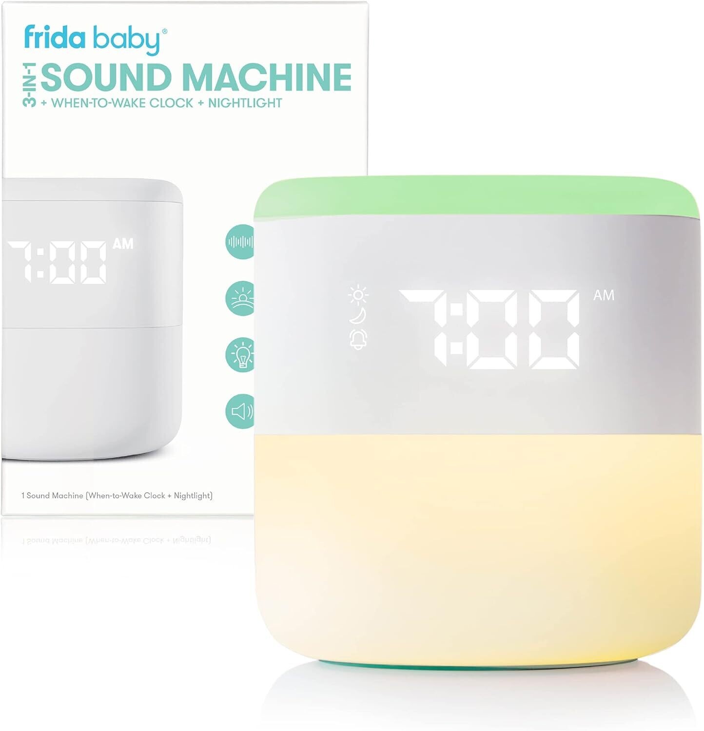 Frida 3-in-1 Sound Machine + Night Light +When To Wake Alarm Clock