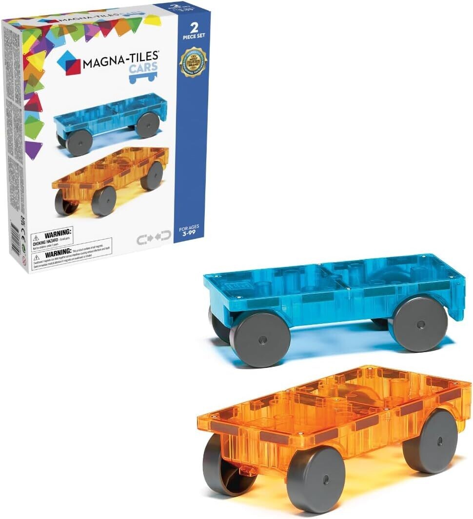 Magna-Tiles Cars 2pc Expansion Set: Bl/Or