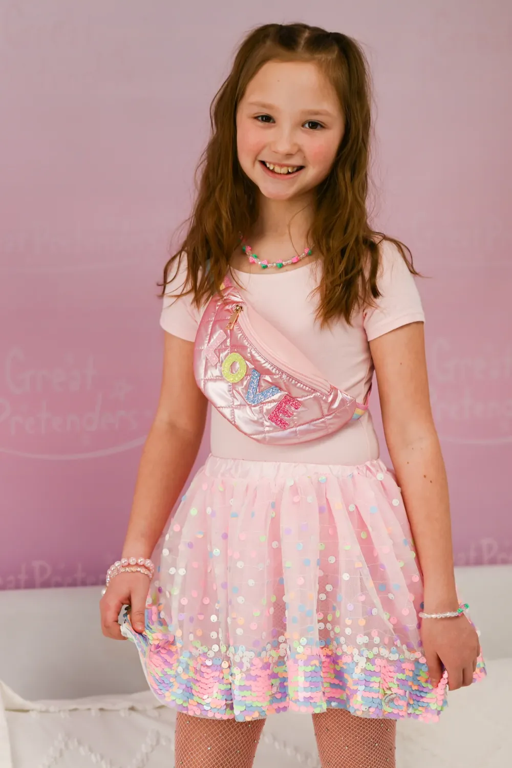 Party Fun Sequin Skirt, Pk/Neon, 4/6